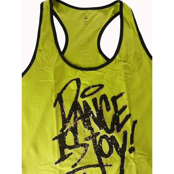 Zumba Dance Instructor Racerback Tank Top Neon Green Black XXL Dance Joy New - Picture 5 of 13